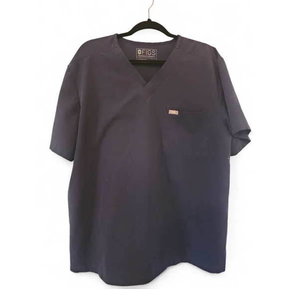 Figs Deep Blue V-Neck Scrub Top - Picture 1 of 3